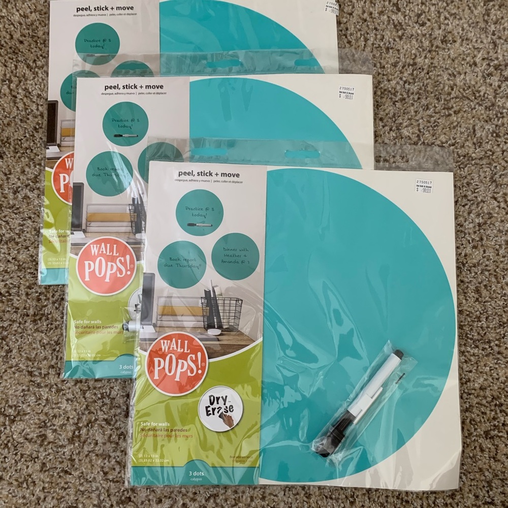 Teal Wall Pops!  Dry erase wall decals.